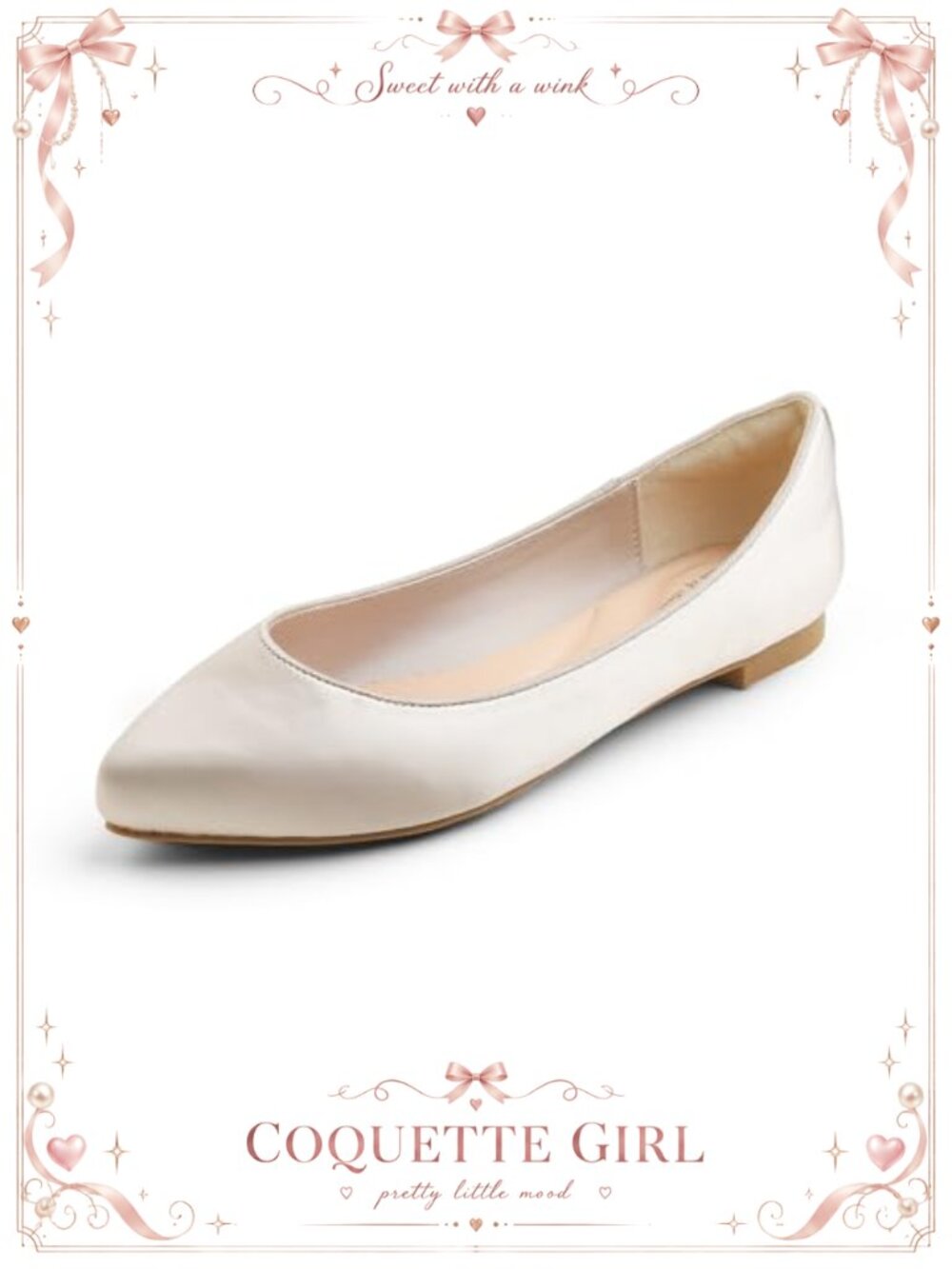 Pointed Toe Silky Shiny Comfort Cushioned Ballet Flats